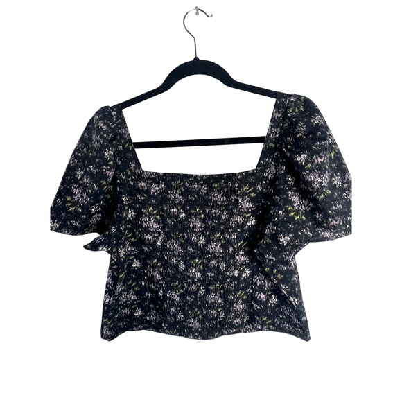 Madewell Hopewell Puff Sleeve‎ Cropped Top Size Large Ikat Floral Print - Picture 8 of 11